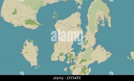 Muna Island nel Mare di banda su una mappa topografica in stile umanitario OSM Foto Stock