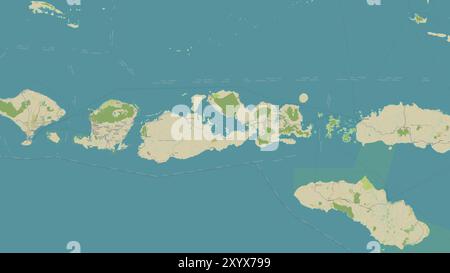 Pulau Sumbawa nel mare di Bali su una mappa topografica in stile umanitario OSM Foto Stock