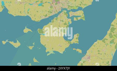 Tasinge Island nel Kattegat su una mappa topografica in stile umanitario OSM Foto Stock