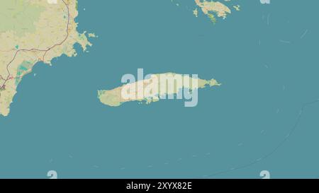 Isla de Vieques nel Mar dei Caraibi su una mappa topografica in stile umanitario OSM Foto Stock