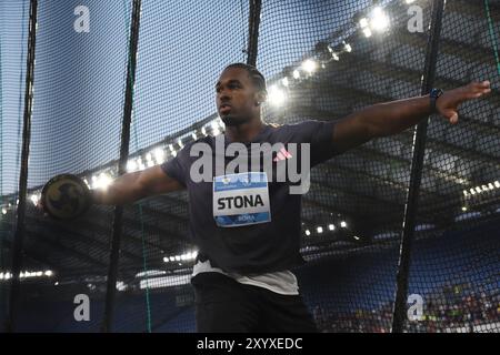 Roma, Lazio, Italia. 30 agosto 2024. Gala d'oro Pietro Mennea, Rojé Stona, medaglia d'oro alle Olimpiadi di Parigi 2024 vincono lancio disco, con distanza 67, 85. (Credit Image: © Pasquale Gargano/Pacific Press via ZUMA Press Wire) SOLO PER USO EDITORIALE! Non per USO commerciale! Foto Stock