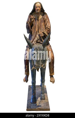 Asino di palma, figura in legno del 1520 circa, Museo Diocesano, Rottenburg, Baden-Wuerttemberg, Germania, Europa Foto Stock