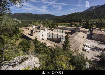 Santuario de Lluc, siglo XVII, Escorca, Sierra de Tramuntana, Maiorca, isole baleari, spagna Foto Stock