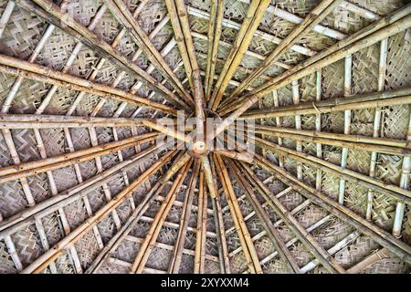 Immagine ravvicinata delle barche indiane del Coracle, queste tradizionali barche fluviali sono fatte di bambù, e' usato per equitazione e pesca in India Foto Stock