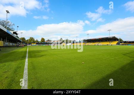 The Exercise Stadium, Harrogate, Inghilterra - 31 agosto 2024 Una vista generale dello Stadio degli esercizi - prima della partita Harrogate Town contro Barrow, EFL League 2, 2024/25, presso l'Exercise Stadium, Harrogate, Inghilterra - 31 agosto 2024 credito: Mathew Marsden/WhiteRosePhotos/Alamy Live News Foto Stock