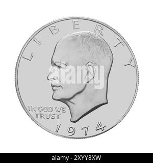 American un dollaro moneta isolato su sfondo bianco Foto Stock