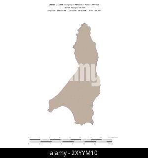 Cedros Island, nell'Oceano Pacifico settentrionale, appartenente al Messico, isolata su una mappa topografica in stile OSM, con scala di distanza Foto Stock