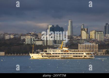 Atmosfera tempestosa sul Bosforo di Istanbul Foto Stock