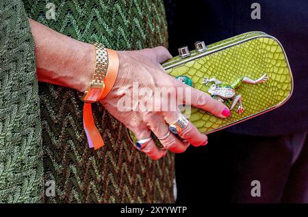 Geiranger, Norwegen. 31 agosto 2024. Geiranger, Norvegia 3108-2024 Borsa della Principessa Laurentien al matrimonio se la Principessa Martha Louise credito: Albert Nieboer Paesi Bassi OUT Point de Vue OUT/dpa/Alamy Live News Foto Stock