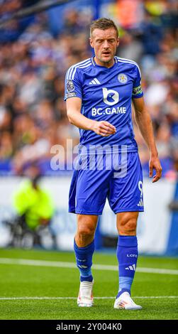 King Power Stadium, Leicester, Regno Unito. 31 agosto 2024. Premier League Football, Leicester City contro Aston Villa; Jamie Vardy di Leicester credito: Action Plus Sports/Alamy Live News Foto Stock