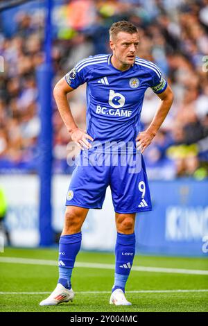 King Power Stadium, Leicester, Regno Unito. 31 agosto 2024. Premier League Football, Leicester City contro Aston Villa; Jamie Vardy di Leicester credito: Action Plus Sports/Alamy Live News Foto Stock