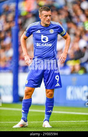 King Power Stadium, Leicester, Regno Unito. 31 agosto 2024. Premier League Football, Leicester City contro Aston Villa; Jamie Vardy di Leicester credito: Action Plus Sports/Alamy Live News Foto Stock