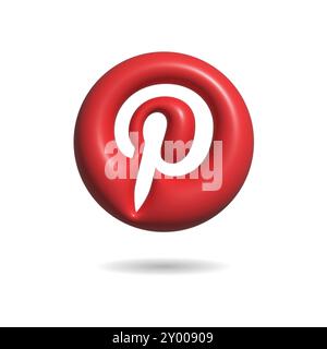 Icona Pinterest 3D. Illustrazione Vettoriale