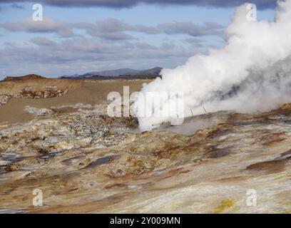 Gunnuhver zona ad alta temperatura in Islanda Foto Stock