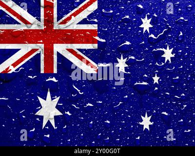 Bandiera dell'Australia con gocce di pioggia Foto Stock