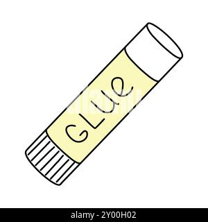 Tubo a colla, concetto di ritorno a scuola, illustrazione vettoriale stile doodle Illustrazione Vettoriale