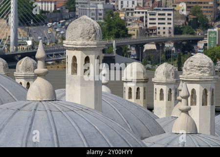 ISTANBUL, TURCHIA, MAGGIO 28: Vista sui tetti della Moschea Suleymaniye a Istanbul Turchia il 28 maggio 2018 Foto Stock