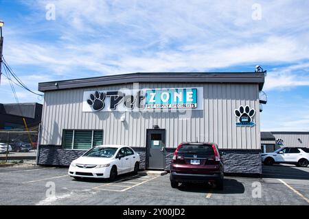 Cartello PET zone su o'Leary Avenue a St. John's, Newfoundland & Labrador, Canada Foto Stock