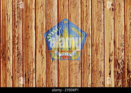 Bandiera di Bali dipinta su una cornice di legno Foto Stock