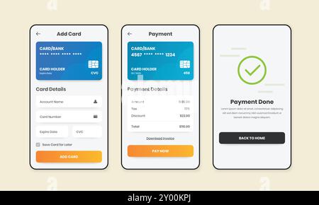 Progettazione dell'interfaccia utente per la gestione delle carte e dei pagamenti o delle applicazioni bancarie Illustrazione Vettoriale