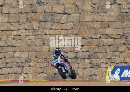 73 Alex Marquez (Spa-Gresini Racing Ducati), 93 Marc Maquez (Spa-Gresini Racing Ducati) durante il Moto Grand Prix GoPro di Aragon qualifica MotoGP sabato, MotoGP di Spagna al circuito Motorland di Alcaniz il 31 agosto 2024 ad Alcaniz, Spagna. Durante il Gran Premio GoPro de Aragon, Campionato del mondo MotoGP ad Aragona, Spagna, agosto 31 2024 Foto Stock