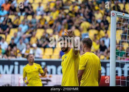 Aldin Dervisevic (Alemannia Aachen, #20) TSV Alemannia Aachen vs. FC Erzgebirge Aue, Fussball, 3. Liga, 4. Spieltag, Saison 2024/2025, 31.08.2024, foto: Eibner-Pressefoto/Justin Derondeau LE NORMATIVE DFB VIETANO QUALSIASI USO DI FOTOGRAFIE COME SEQUENZE DI IMMAGINI E/O QUASI-VIDEO Foto Stock