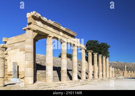 Acropoli di Lindos, Rodi, Grecia, Europa Foto Stock