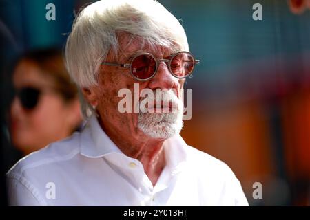 ECCLESTONE Bernie (gbr), ex amministratore delegato del gruppo di Formula 1, ritratto durante il Gran Premio di Formula 1 Pirelli dâItalia 2024, Gran Premio d'Italia 2024, 16° round del Campionato del mondo di Formula 1 2024 dal 30 agosto al 1° settembre 2024 sull'autodromo Nazionale Monza, a Monza, Italia Foto Stock