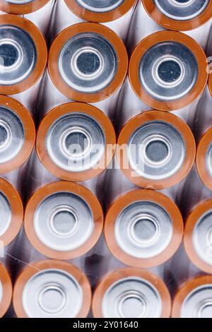 Quattro pile di batterie alcaline AA Foto Stock