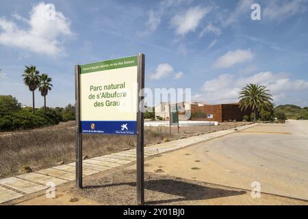 Poster e centro di accoglienza del parco naturale albufera del Grau, Maiorca, isole baleari, Spagna, Europa Foto Stock