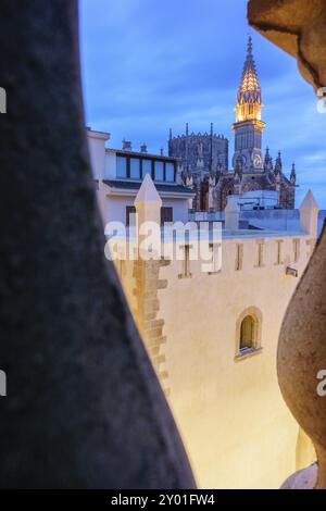 Torre del Palau, siglo XIV, parte del antiguo palacio de los reyes de Mallorca, construido por el rey Jaume II, Manacor, Mallorca, isole baleari, Spa Foto Stock