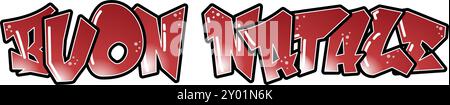 buon Natale - buon Natale - stile graffiti Street Art Cool font, completamente modificabile. Colore: Rosso Illustrazione Vettoriale