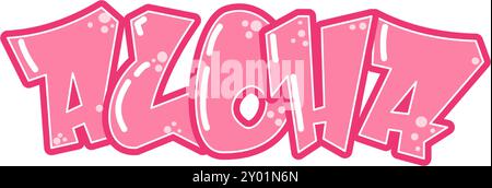 ALOHA - Street art - graffiti lettering tipografia - illustrazione d'arte - multicolore - Writen Word - viola - rosa Illustrazione Vettoriale