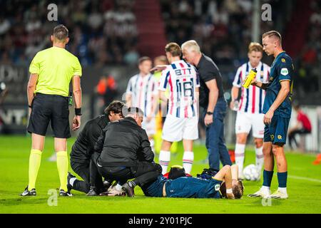 Tilburg - Tobias Lauritsen dello Sparta Rotterdam durante il quarto round di gara della stagione Eredivisie 2024/2025. La partita è ambientata tra Willem II e Sparta Rotterdam al Koning Willem II Stadion il 31 agosto 2024 a Tilburg, nei Paesi Bassi. (VK Sportphoto/Danny de Groot) Foto Stock