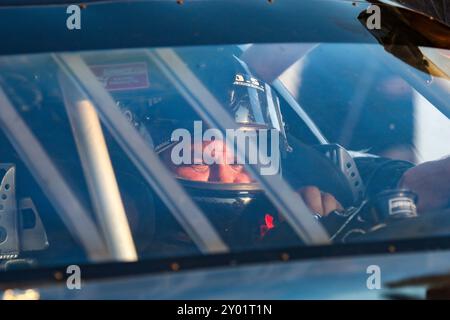 Delaware, Canada. 30 agosto 2024. La gara del Delaware Speedway è stata interrotta a causa del tempo. Il driver del Late Pro Model Jesse Kennedy (10) di Oneida Ontario crediti: Luke Durda/Alamy Foto Stock