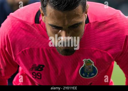 31 agosto 2024. Lisbona, Portogallo. Portiere del Porto dal Portogallo Diogo Costa (99) in azione durante la partita del 4 Matchday di Liga Portugal Betclic, Sporting CP vs FC Porto crediti: Alexandre de Sousa/Alamy Live News Foto Stock