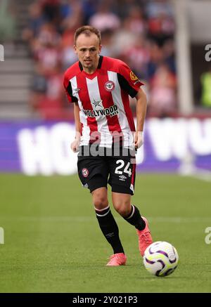 Londra, Regno Unito. 31 agosto 2024. Mikkel Damsgaard di Brentford durante la partita di Premier League al Gtech Community Stadium di Londra. Il credito per immagini dovrebbe essere: David Klein/Sportimage Credit: Sportimage Ltd/Alamy Live News Foto Stock