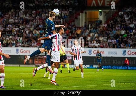 Tilburg - Tobias Lauritsen dello Sparta Rotterdam durante il quarto round di gara della stagione Eredivisie 2024/2025. La partita è ambientata tra Willem II e Sparta Rotterdam al Koning Willem II Stadion il 31 agosto 2024 a Tilburg, nei Paesi Bassi. (VK Sportphoto/Danny de Groot) Foto Stock