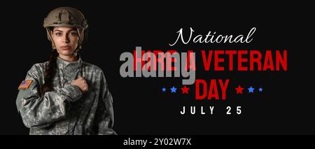 Banner per il National Hire a Veteran Day con giovane soldato Foto Stock