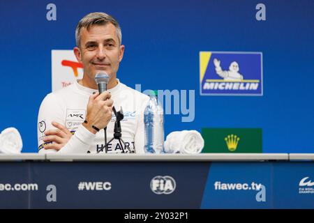 JAMES Ian (usa), Heart of Racing Team, Aston Martin Vantage GT3, conferenza stampa ritratto durante il Lone Star Star le Mans 2024, 6° round del FIA World Endurance Championship 2024, dal 30 agosto al 1° settembre 2024 sul circuito delle Americhe ad Austin, Texas, Stati Uniti d'America - Photo Clément Luck/DPPI Credit: DPPI Media/Alamy Live News Foto Stock