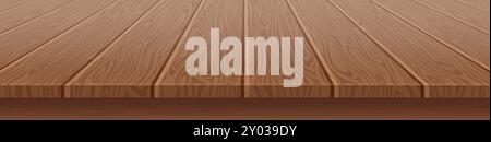 Mockup realistico con pavimento in legno. Sfondo scenografico con tavole testurizzate Illustrazione Vettoriale