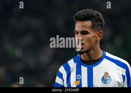 31 agosto 2024. Lisbona, Portogallo. L'attaccante di Porto dal Brasile Wenderson Galeno (13) in azione durante la partita del quarto giorno di Liga Portugal Betclic, Sporting CP vs FC Porto Credit: Alexandre de Sousa/Alamy Live News Foto Stock