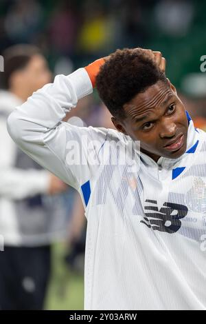 31 agosto 2024. Lisbona, Portogallo. Il difensore del Porto dal Brasile Wendell (18) in azione durante la partita del 4 Matchday di Liga Portugal Betclic, Sporting CP vs FC Porto Credit: Alexandre de Sousa/Alamy Live News Foto Stock