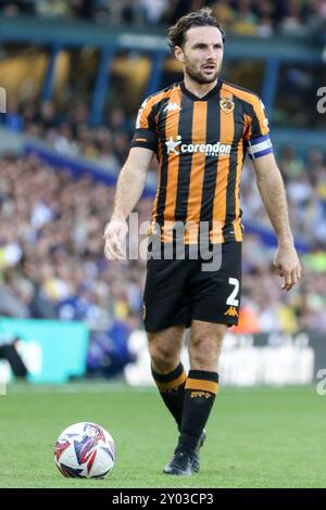 Leeds, Regno Unito. 31 agosto 2024. Elland Road, Leeds, Inghilterra, 31 agosto 2024: Lewie Coyle (2 Hull City) durante l'EFL Sky Bet Championship match tra Leeds United e Hull City a Elland Road a Leeds, Inghilterra, il 31 agosto 2024. (Sean Chandler/SPP) credito: Foto SPP Sport Press. /Alamy Live News Foto Stock