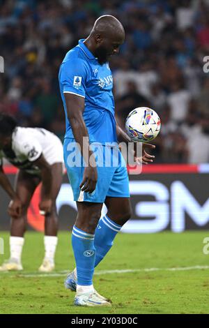 Napoli, Italia. 31 agosto 2024. Romelu Lukaku della SSC Napoli durante la partita di serie A tra SSC Napoli e Parma calcio allo stadio Diego Armando Maradona di Napoli, Italia, il 31 agosto 2024. Crediti: Nicola Ianuale/Alamy Live News Foto Stock