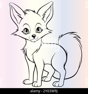 pagina da colorare dei cartoni animati fox per bambini Illustrazione Vettoriale