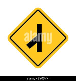Segnaletica stradale, corsie di attenzione che si uniscono a sinistra Illustrazione Vettoriale