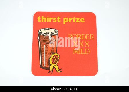 Premio per la sete d'annata Border mild beer mat drink Coaster – Galles, Regno Unito – 30 agosto 2024 Foto Stock