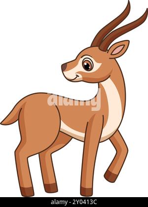 Carattere gazzella. Carino cucciolo con corna lunghe Illustrazione Vettoriale