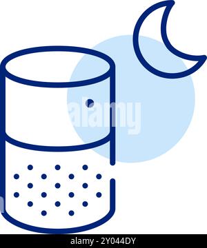 Altoparlante intelligente Virtual Assistant con simbolo della luna. Modalità notturna. Pixel Perfect, icona traccia modificabile Illustrazione Vettoriale